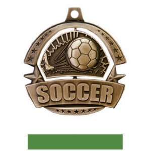   Soccer Medals M 720S BRONZE MEDAL/GREEN RIBBON 2.25: Sports & Outdoors