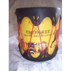  Vintage Cherokee Indian Reservation Toy Drum Circa 1960s 
