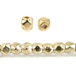  14kt Gold Plated Copper Brushed Faceted Nugget Beads 
