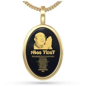  14kt Gold Dalai Lama Necklace with Free Tibet Imprinted in 