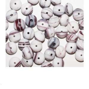  White Brown Puffy Disc Czech Pressed Glass Beads: Arts 