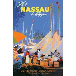 Pan Am   Fly to Nassau by Clipper 12x18 Giclee on canvas:  