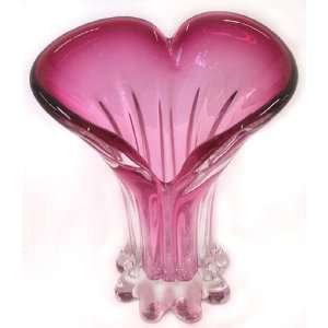   Blown Cranberry Art Glass From Italy with Sticker C17: Home & Kitchen