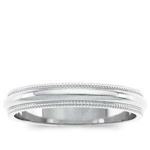   Ring Ring. 03.00 Mm Milgrain Band In 14K Whitegold Size 14: Jewelry