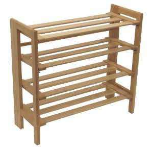    Winsome Wood Foldable 4 Tier Shoe Rack, Natural: Home & Kitchen