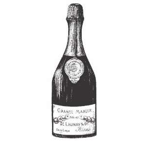  Vintage Champagne Bottle rubber stamp: Arts, Crafts 