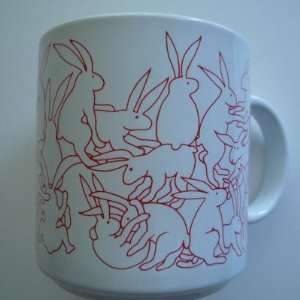  Animates 11 oz Red Daytime Rabbits Mug: Kitchen & Dining