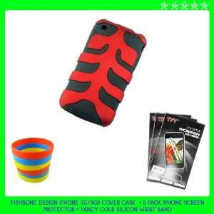   Iphone Screen Protector & Fancy Color Silicon Wrist Band Cell Phones