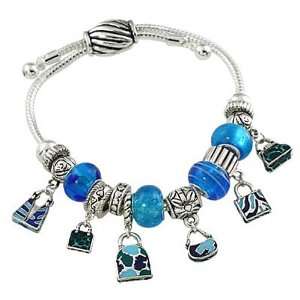  Blue Handbag Themed High Fashion Charm Bracelet 