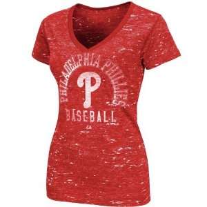  Philadelphia Phillies Womens Red Play Call Marled V Neck 