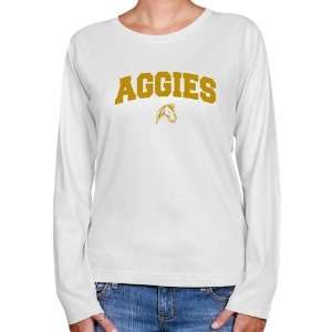 NCAA UC Davis Aggies Ladies White Logo Arch Long Sleeve Classic Fit 