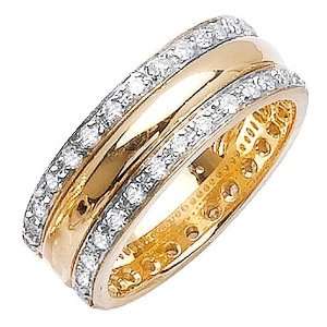  8mm 18K Two Tone Gold Polished Diamond Wedding Ring (1 