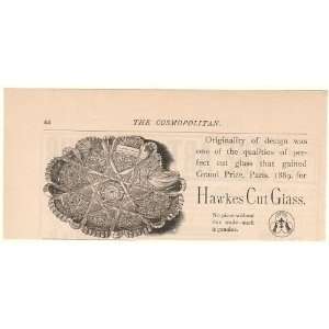 1892 Hawkes Cut Glass Dish Trade Mark Print Ad (49135):  
