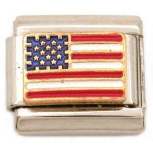  American Flag Italian Charm Patriotic USA Bracelet 9mm 