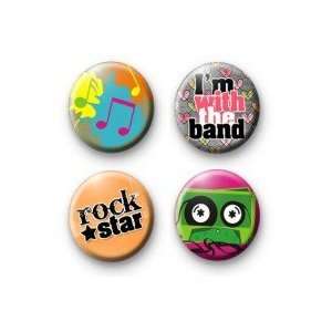 Set of 4 ROCK MUSIC Pinback Buttons 1.25 Pins / Badges ~ Punk Star I 