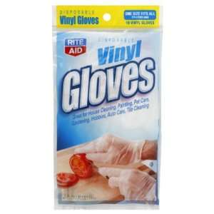  Rite Aid Gloves, Vinyl, Disposable, One Size Fits All, 10 