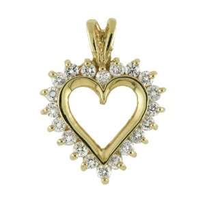   Yellow Gold 0.25 Carat Diamond Heart Pendant with 18 Chain: Jewelry