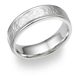  Platinum Hammered Design Wedding Band Ring: Jewelry