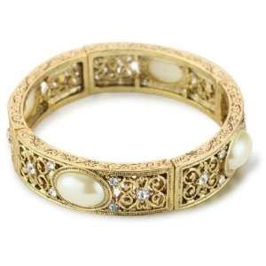    1928 Jewelry Her Majesties Faux Pearl Stretch Bracelet: Jewelry