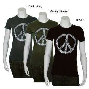  Womens Black Peace, Love & Music Shirt Medium   Created out of the 
