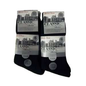  12 Pair Pack Mens 100% Cotton Classic Socks Black 6 11 