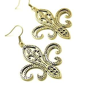  Goldtone Fleur de lis Earrings Fashion Jewelry: Jewelry
