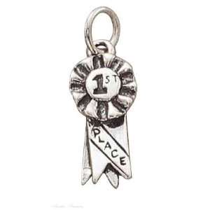  Sterling Silver 3D 1st Place Ribbon Charm: Jewelry