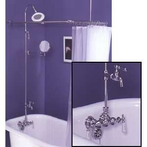 Leg Tub Shower Enclosure Set w/3Ball Faucet and Porcelain/Brass Shower 