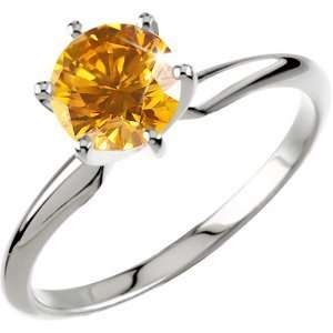 Knife Edge Solitaire Platinum Ring with Fancy Orange Yellow Diamond 1 
