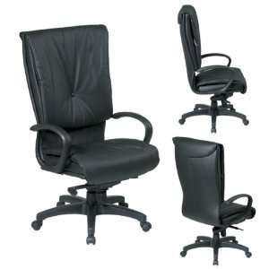   Executive Black Leather Chair with Knee Tilt Control.: Office Products