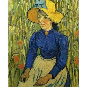  Oil Painting: Peasant Girl with Yellow Straw Hat: Vincent 