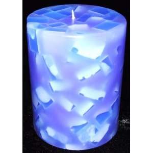  Purple Blue Mosaic Pillar Candle