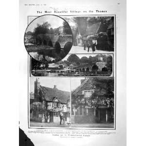  1909 SONNING THAMES COTTAGES CRICKET CORNWALL CHURCH: Home 