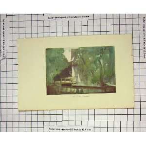   COLOUR PRINT VIEW OLD MILL SONNING RIVER TREES ENGLAND: Home & Kitchen