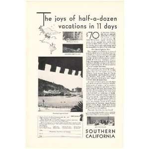  1931 Southern California Vacation Travel Print Ad 