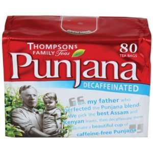  Thompsons Punjana, Tea Leaf Decaf, 80 BG (Pack of 8 