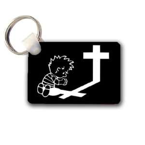  Boy Praying at Cross Keychain Key Chain Great Unique Gift 