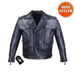 DeTour Jacket   Mens Vented Leather Motorcycle Jacket MJ411 by DeTour 