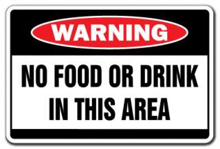 NO FOOD OR DRINK IN THIS AREA Warning Sign pool signs glass spa 