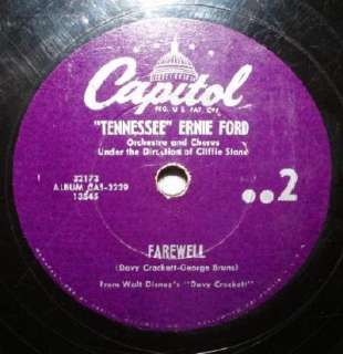 Walt Disney Ballad of Davy Crockett 10 Capitol Record Tennessee Ernie 