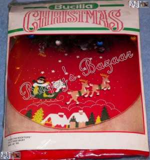Bucilla OVER THE ROOFTOPS Felt Christmas Tree Skirt Kit   Santa 