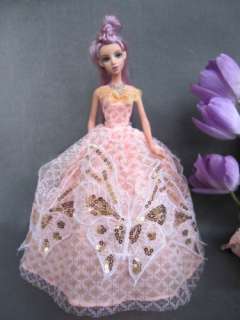Goldener Herbst HochzeitKleid Lange Für 11,5 Barbie Puppe 