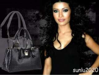   Hobo Tote Design Black PU Leather Shoulder Handbag Purse Satchel 0084