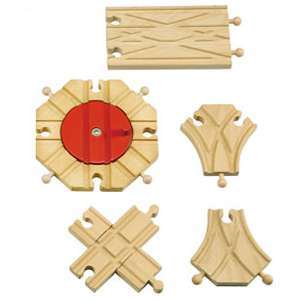 10 pc Wooden Switch Cross Turntable Buffer Track Expansion Set Fits 