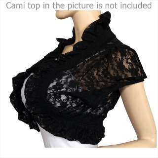 Black Lace Ruffled Edge Cropped Plus Size Bolero Shrug  