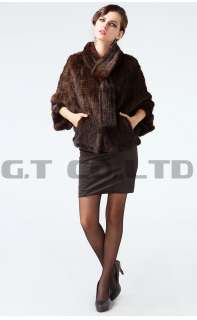 0413 knitted Mink Fur Coat Jacket overcoat parka apparel dress women 