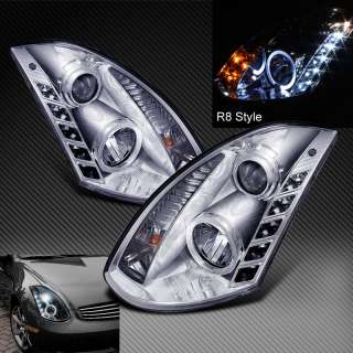 03 07 G35 2DR COUPE DRL LED PROJECTOR HEADLIGHTS PAIR  