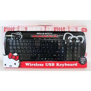   Hello Kitty Wireless 2.4GHz Black Computer Keyboard 