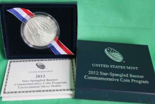2012 Star Spangled Banner UNCIRCULATED Silver Dollar US Mint Coin Set 