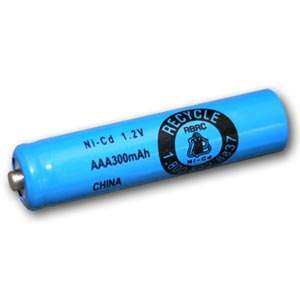AAA 300mAh NiCd Rechargeable Battery 1.2V BUTTON TOP  